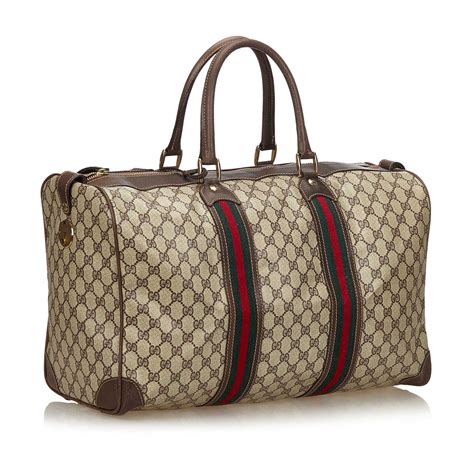 gucci mens leather weekend bag|authentic Gucci canvas bag.